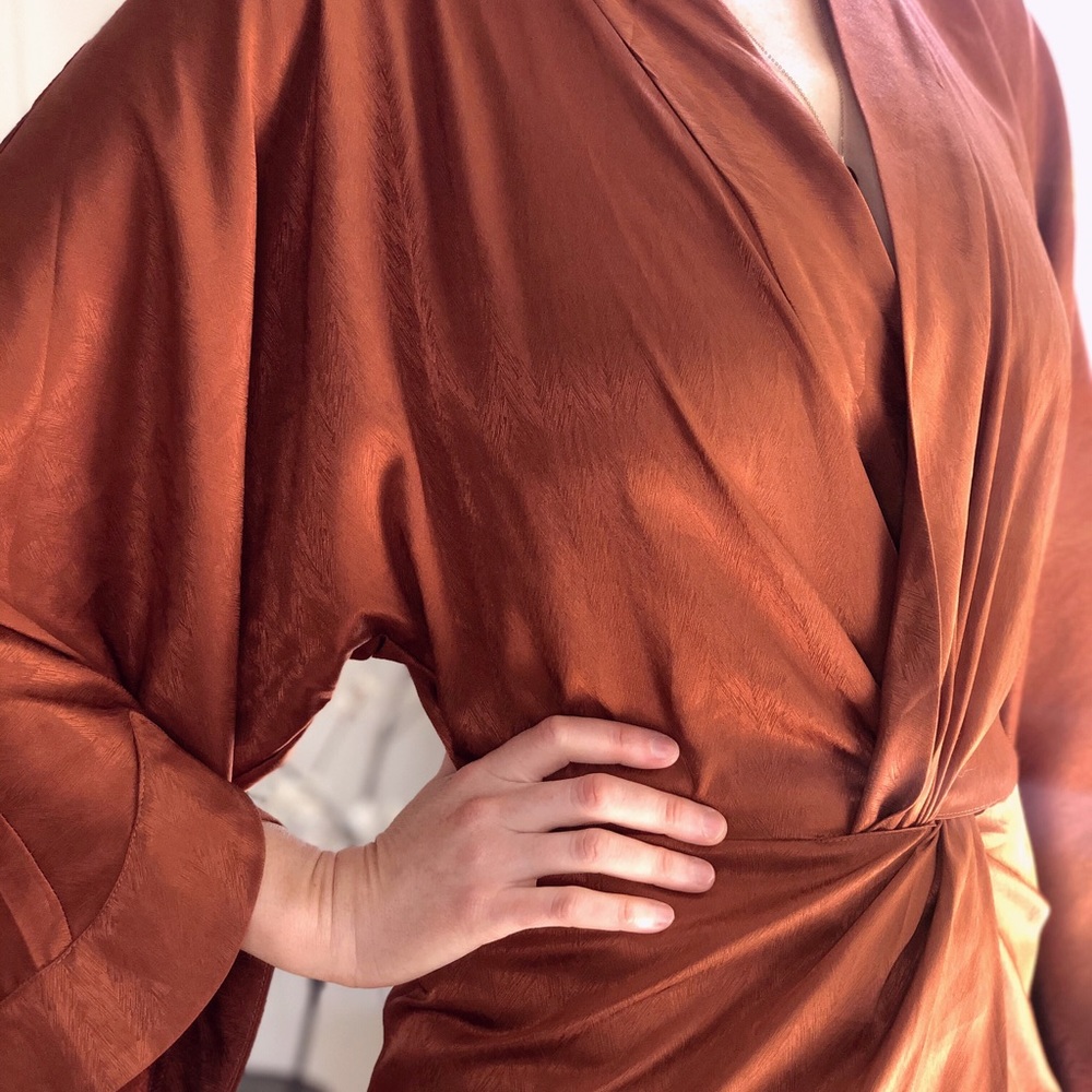 Rust Kimono Inspired Mini Dress - Picture 5 of 7